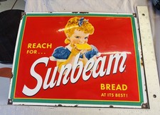 Vtg Porcelain Coated Reach For Sunbeam Bread At Its Best Metal Sign 16x12 Vtg Porcelain Coated Reach For Sunbeam Bread At Its Best Metal Sign 16x12