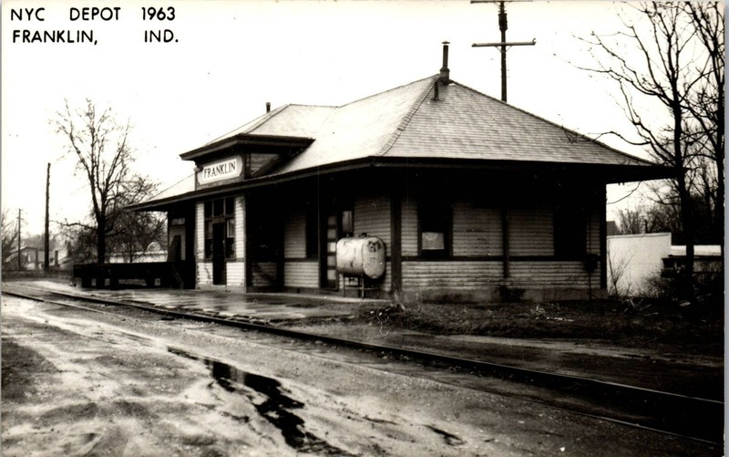 RPPC Postcard NYC Railroad Train Depot Franklin Indiana IN 1963 Johnson County
