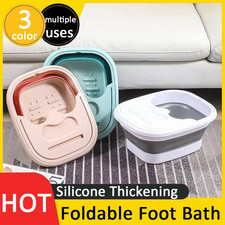 Portable Foldable Foot Bath Tub Covered Basin Silicone Thick Foot Soaking Bucket