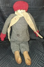 Vintage Primitive 18" Cloth Doll Dressed for Winter