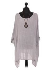 New Womens Italian Cotton Necklace Batwing Tunic Top Ladies Oversized Plus Size