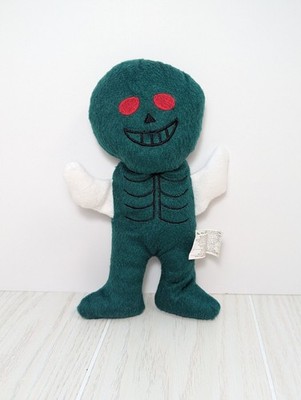 KELLYTOY Green Alien Monster Skeleton ribs Plush Red Eyes White Arms Wings beans