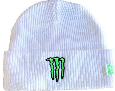 M White Premium Ribbed Beanie. Winter. Hat. MotoGP. Motocross. BMX. MMA. X-Games
