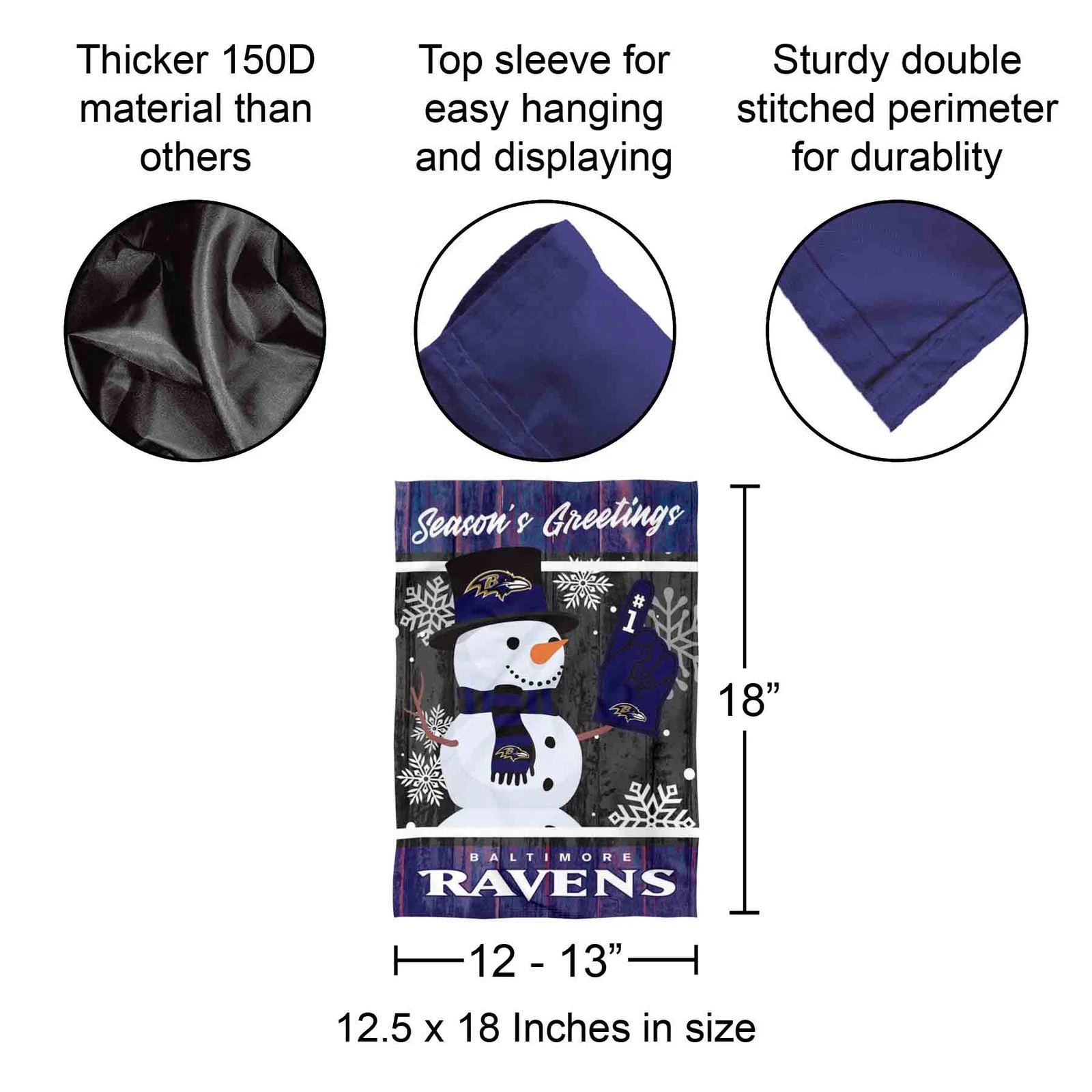 Baltimore Ravens Holiday Winter Snow  Garden Yard Banner Flag