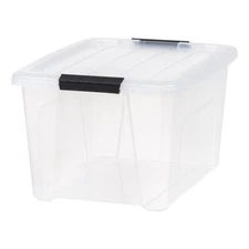 IRIS 32 Qt. Plastic Storage Bin with Lid, Stackable Storage Containers, Tote