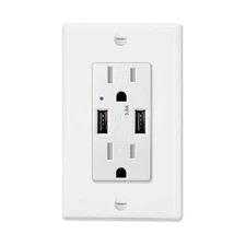 3.6A USB Electrical Outlet Charger 15A Duplex Tamper-Resistant Receptacles Plug