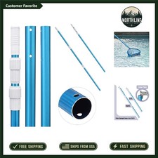 12 Ft Telescopic Pool Pole Adjustable Aluminum 3-Piece Maintenance Skimming C...