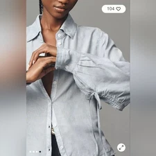 Current/Elliot Anthropologie Button Front Shirt Maya Blue Xs