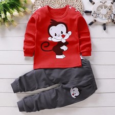 Pajamas Set Cartoon Long Sleeve Tops Pants Cotton Blend Autumn Kids Pajama