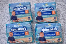 Diapers Pampers Splashers Disposable Swim Pants 18 Pack Medium 20-33lbs 4 Packs