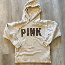 Victoria's Secret PINK Leopard Campus Pullover Hoodie Vanilla Bean. Size XS