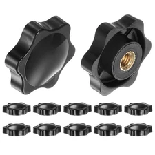 12pcs Star Knobs M6 Thread 38mm Head Non-Through Hole Brass Insert Knob Black