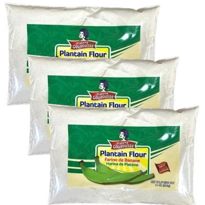 Madame Gougousse Green Plantain Flour Gluten Free,  Cooking Baking 14oz, 3-pack
