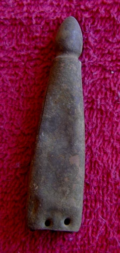 EXCAVATED BRASS CIVIL WAR BAYONET SCABBARD TIP w/LEATHER (PORT HUDSON)