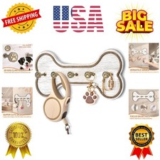 Rustic Farmhouse Dog Leash Holder for Wall - Decorative Key Hooks Wall Mount ...