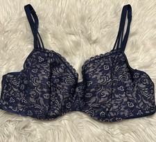 Soma 38DD Bra Blue Enticing Lift Balconette Underwire Balconet Stretch Floral