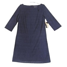 Jessica Howard Women's Size 12 Navy Blue Lace Mesh Overlay Sheath Dress NWT