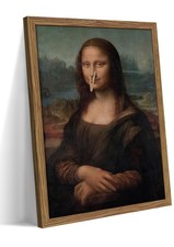 Framed Funny Mona Lisa Bathroom Wall Art, Humor Pinching Nose Canvas Wall Dec...