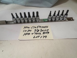 NEW Craftsman 3/8" DRIVE 12 PC  TORX & HEX BIT SOCKET SET + RAIL