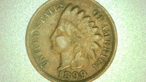 1899 Indian Head Cent Penny – VG-8 Details – Environmental Damage – US 1¢