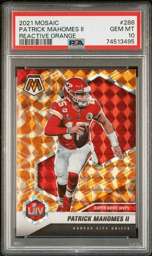 2021 Panini Mosaic - SB MVP Patrick Mahomes II Reactive Orange - PSA 10 💎