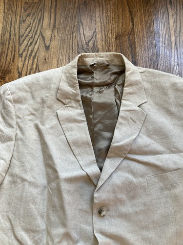 Eddie Bauer Blazer Mens Size 48R 100% Linen Jacket Beige Beach 3 Button - Picture 4 of 14
