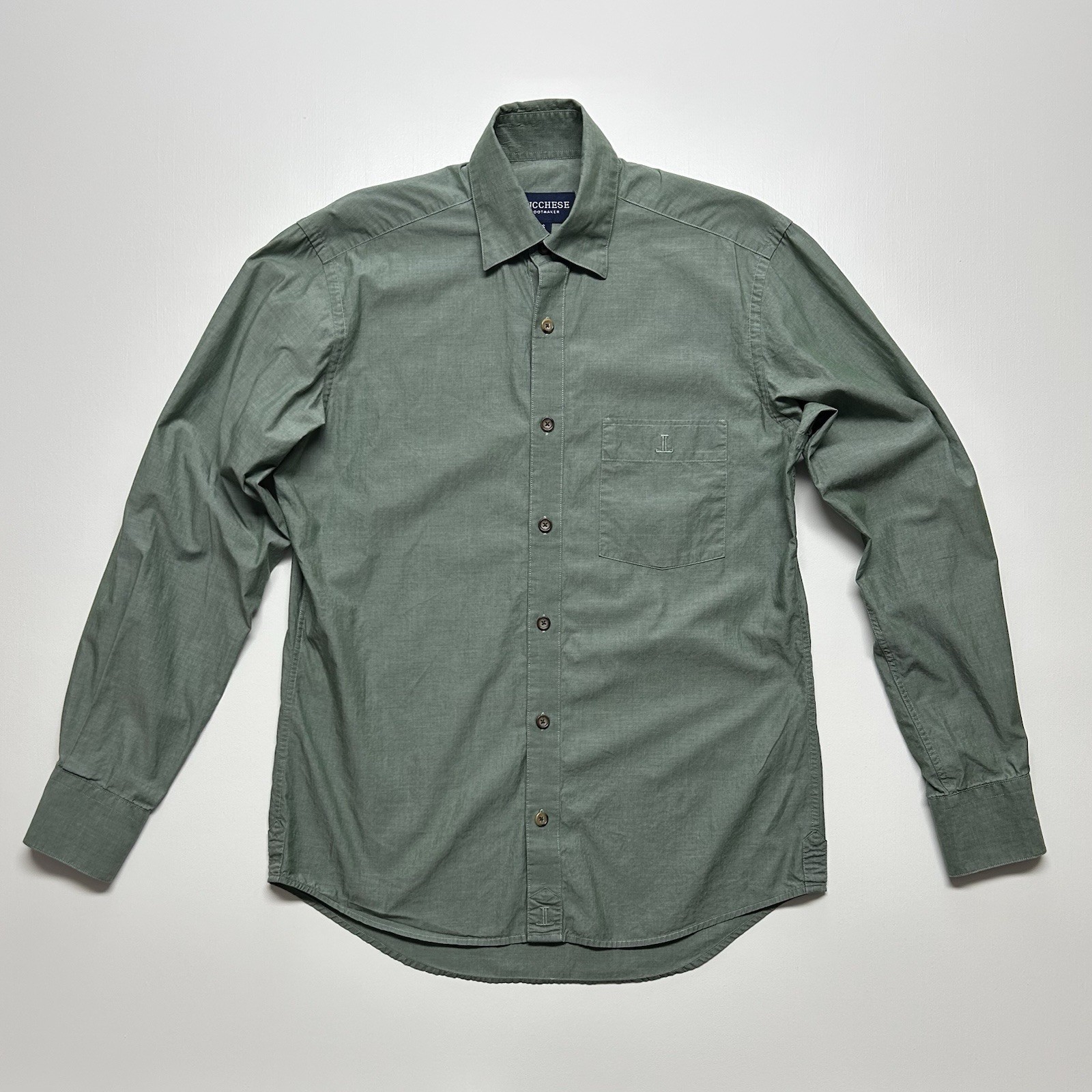 Lucchese Bootmaker Button Down Shirt Green Pocket… - image 1