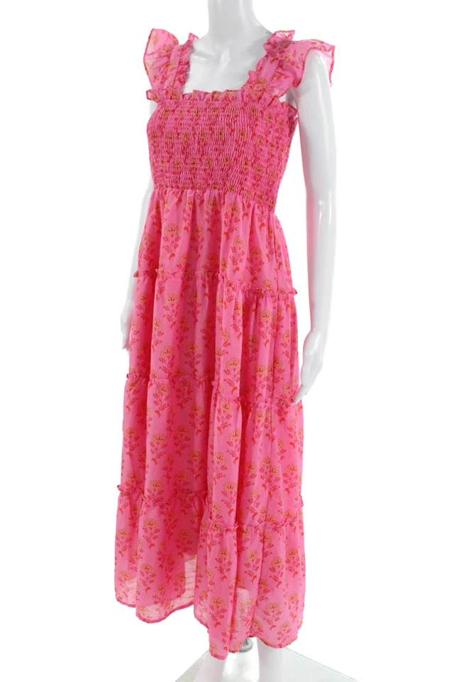 J. Marie Women Maxi Sundress Pink Floral Square Neck Full-Length Size M - Image 2 of 4