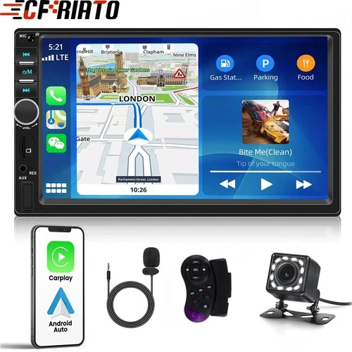 Double 2 Din 7” Car Stereo Touch Screen Car Radio Apple CarPlay Android Auto GPS