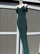 Green Glitter Backless Ruched Spaghetti Strap Bodycon Long Dress Women