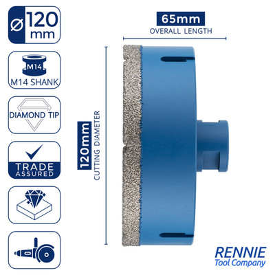 120 mm Diamant Lochsäge M14 Schaft Fliesenbohrer Fräser für Winkelschleifer