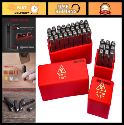 36pc Metal Alphabet & Number Stamp Set - 1/8'' Hand Punch for Leather, Jewelry, C