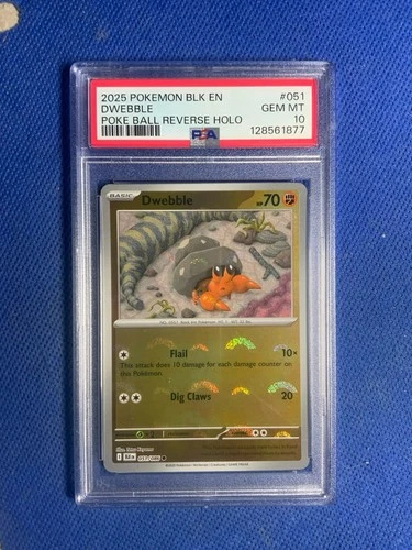 2025 Pokemon SV Black Bolt Dwebble #51 Reverse Holo Poke Ball Psa 10 POP 1