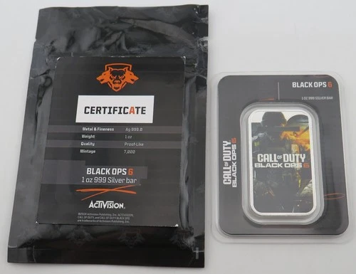 Call of Duty Black Ops 6 1 oz 999 Silver Bar Proof-Like Limited Mintage 7,000