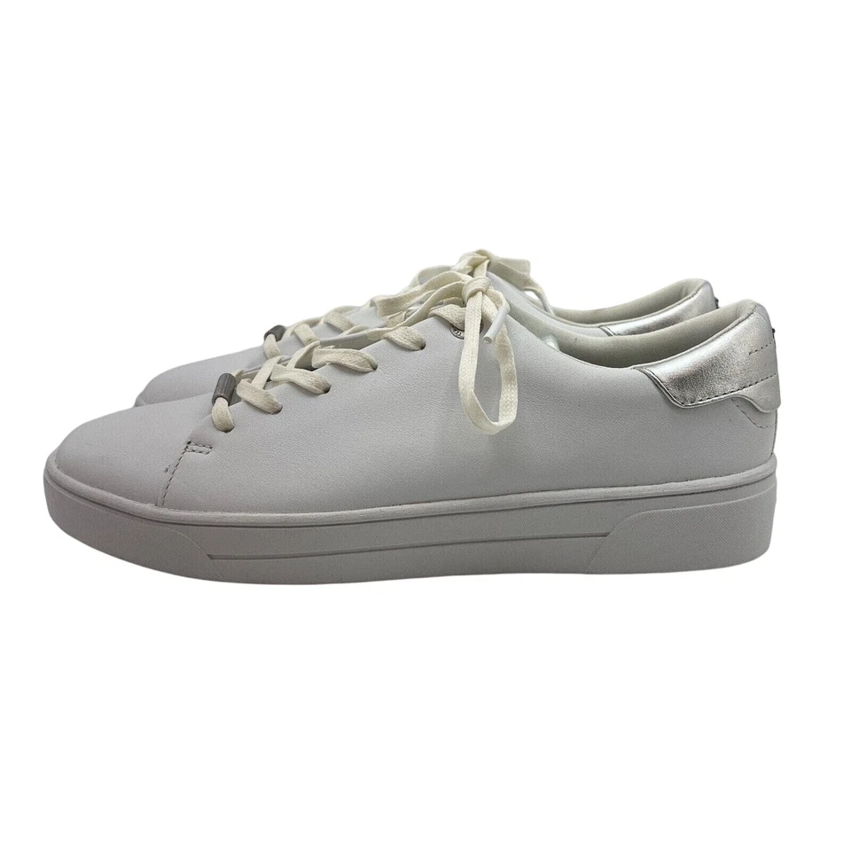 Ted Baker Zenis Trainers Ladies Shoes White Leather Silver Tipping - Size US 8 - Image 3 of 4