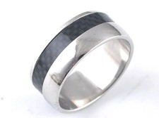 Men's Black Carbon Stainless Steel Wedding Ring Male 684
