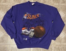 Vintage NBA 90s Phoenix Suns Nutmeg Purple Graphic Crewneck Sweatshirt SZ Large