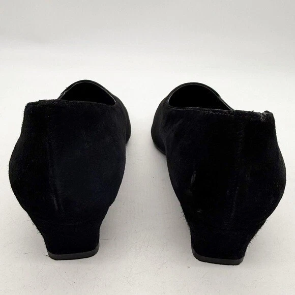 Zapatos de salón California Magdesians de cuero negro punta cuadrada tacón bajo talla 11 ancho Foto 4 de 4