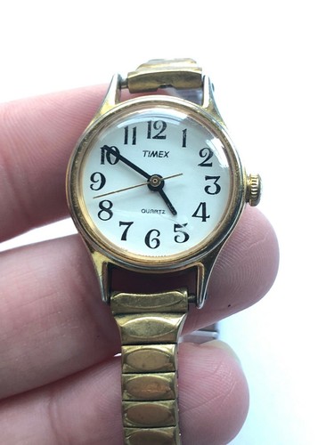 Vintage Timex Women's Wristwatch Gold Tone Speidel Band Bracelet N Cell 1 Jewel