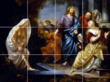 Jesus Christ the Rising of Lazarus ceramic tile mural backsplash