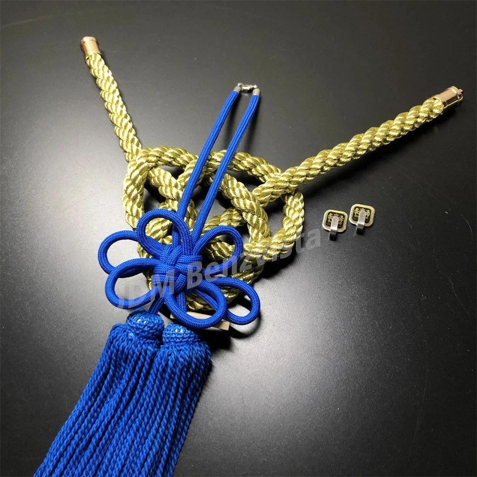 Jp Azul Kiku Nudo Dorado Cuerda Kintsuna Lujo Coche Espejo Retrovisor Dije Colgante Foto 4 de 4