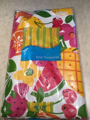 52 x 70 Inch Watermelon Pineapple Strawberries Tablecloth WT Flannel Backing NEW