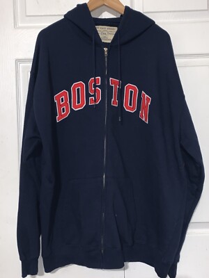 Bay State Apparel Blue Boston Zip Front Hoodie Sweatshirt Jacket Sz XXL