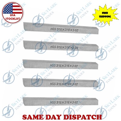 5 Pc Set HSS Square Tool Bit 3/16 x 2-1/2 (5 x 63mm) M2 Grade