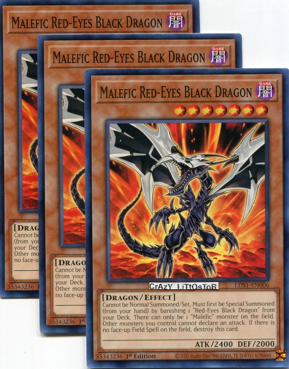 3 X YU-GI-OH MALEFIC RED-EYES BLACK DRAGON 1ST ED COMMON NM/MINT