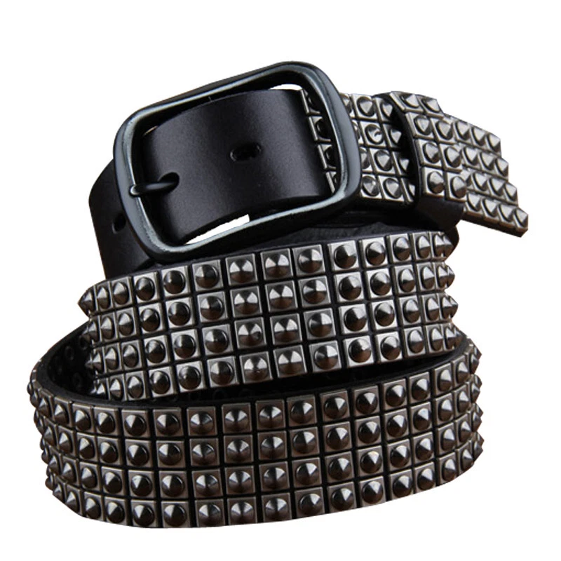 Heavy Metal Rivet Men Genuine Leather Belt Stud Punk Western