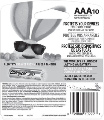 Energizer AAA Alkaline Batteries 10 Pack - E92CP10