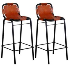 Bar Stools 2 pcs Real Leather vidaXL