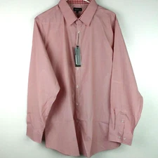 Galaxy by Harvic Shirt Men's XL Slim Fit Red White Thin Striped Button Front