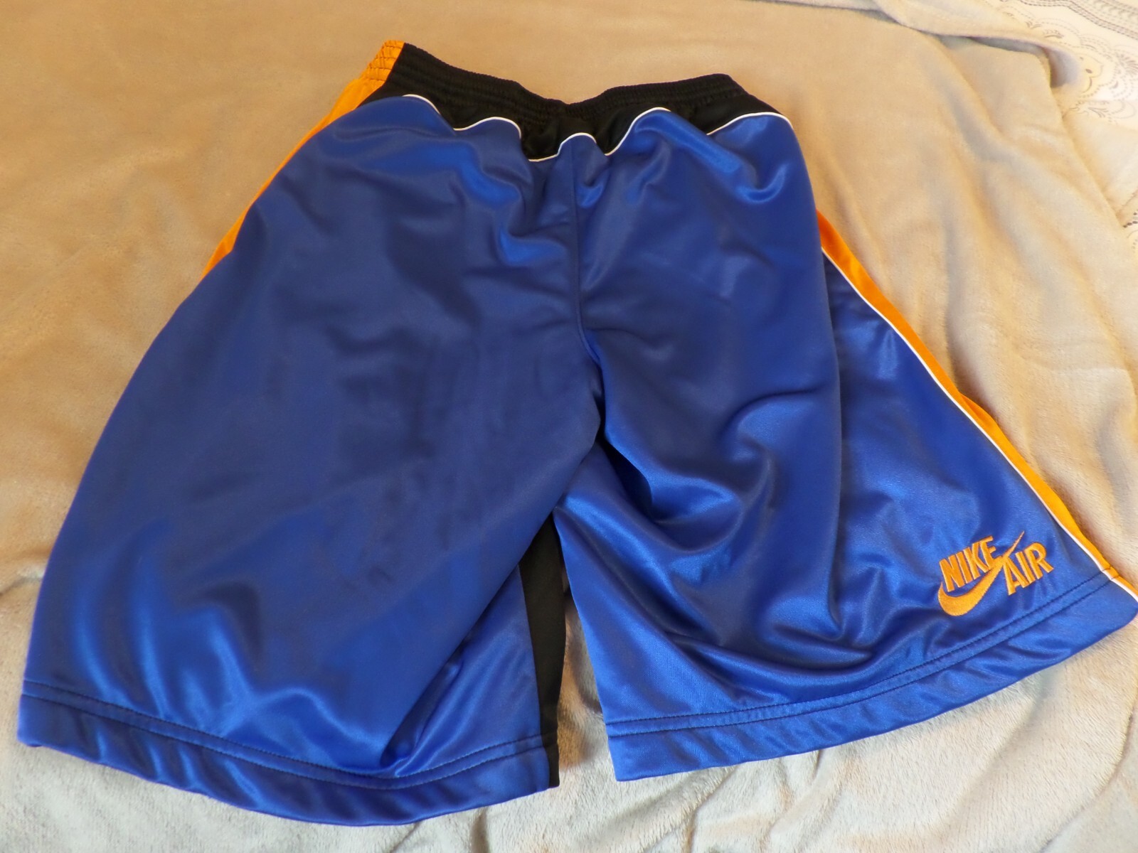Nike Basketball Shorts Blue Black & Orange Size Lar… Gem